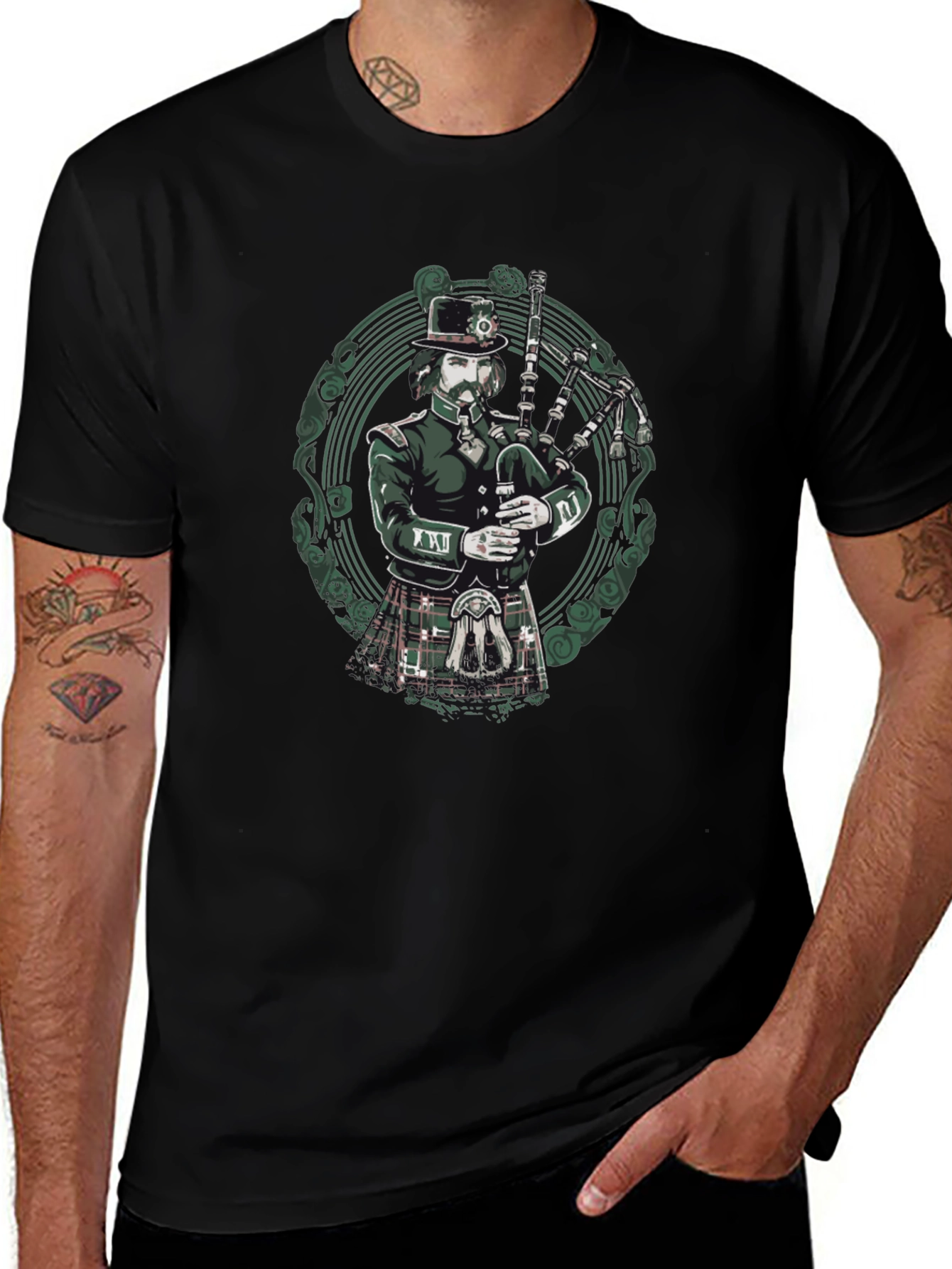 Bagpiper Graphic Tee - Unique Irish Design