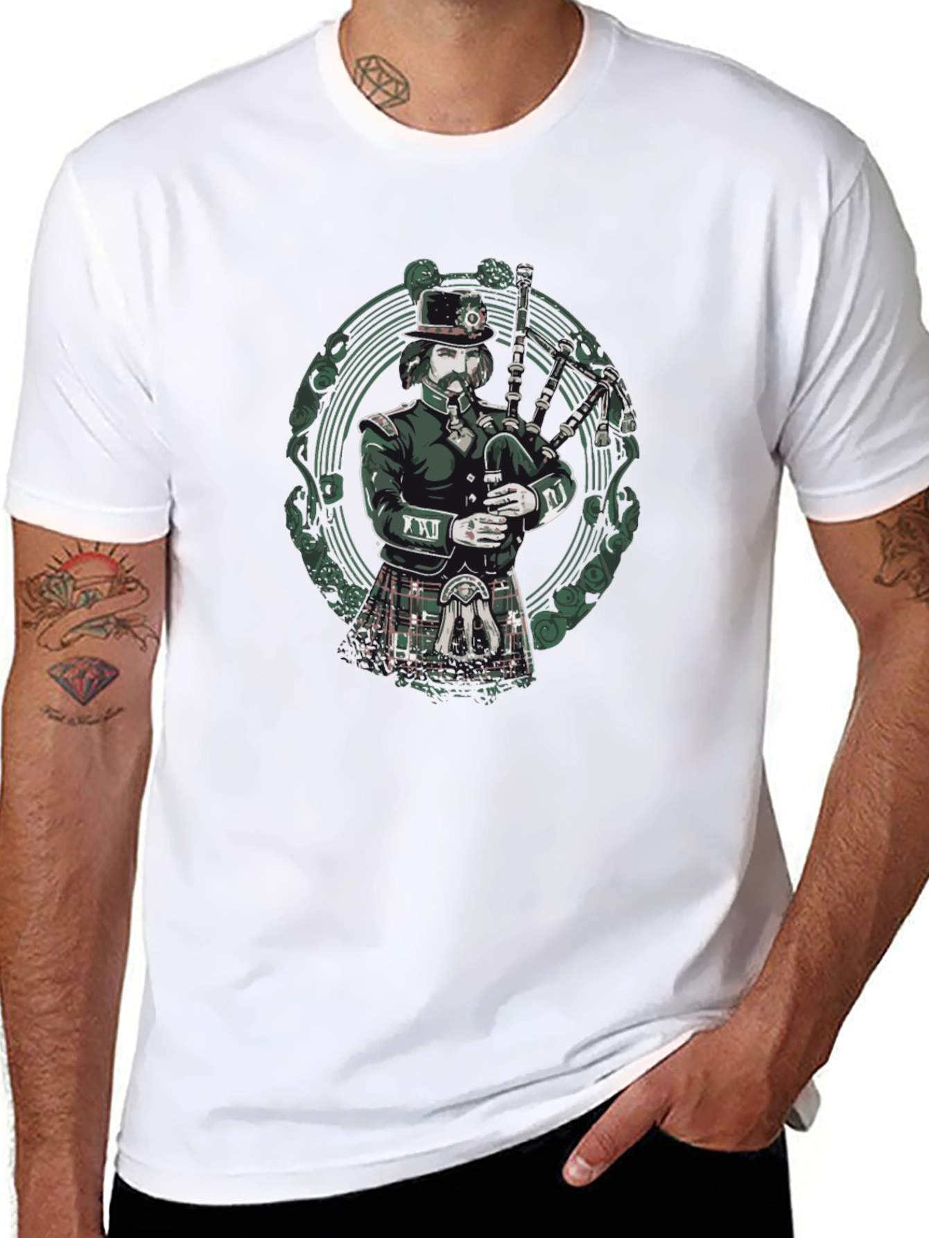 Bagpiper Graphic Tee - Unique Irish Design