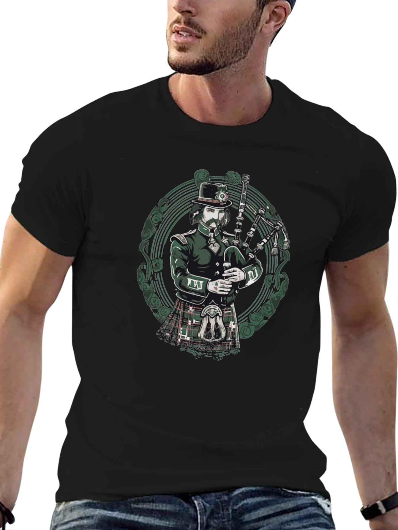 Bagpiper Graphic Tee - Unique Irish Design