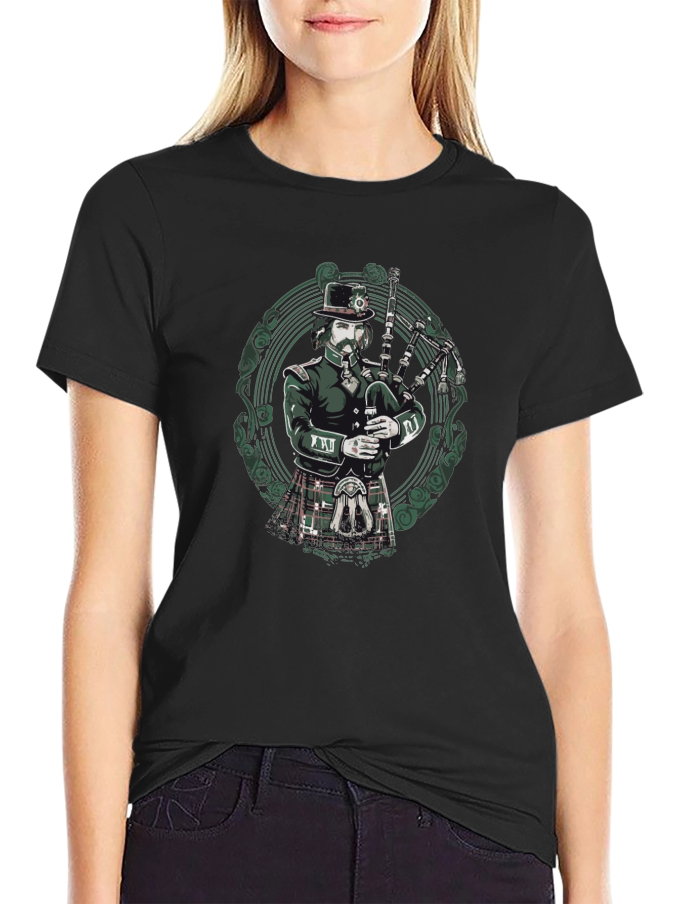 Bagpiper Graphic Tee - Unique Irish Design
