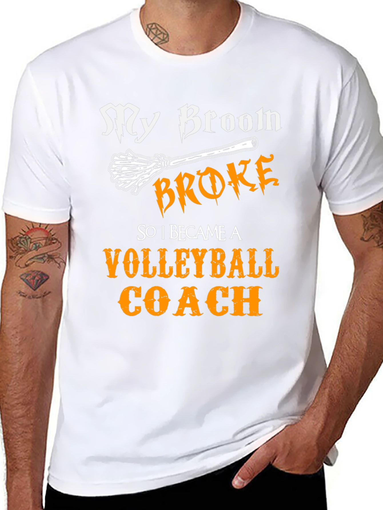 Funny Volleyball Coach T-Shirt - My Broom Broke