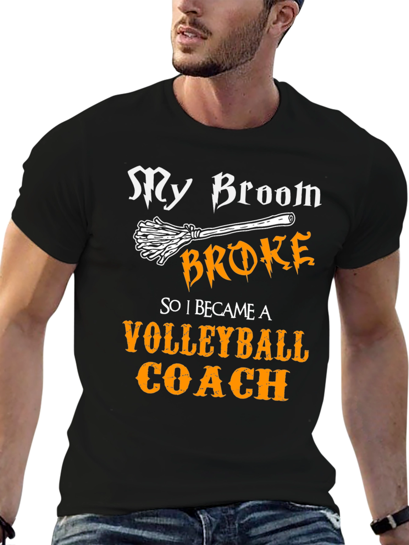 Funny Volleyball Coach T-Shirt - My Broom Broke