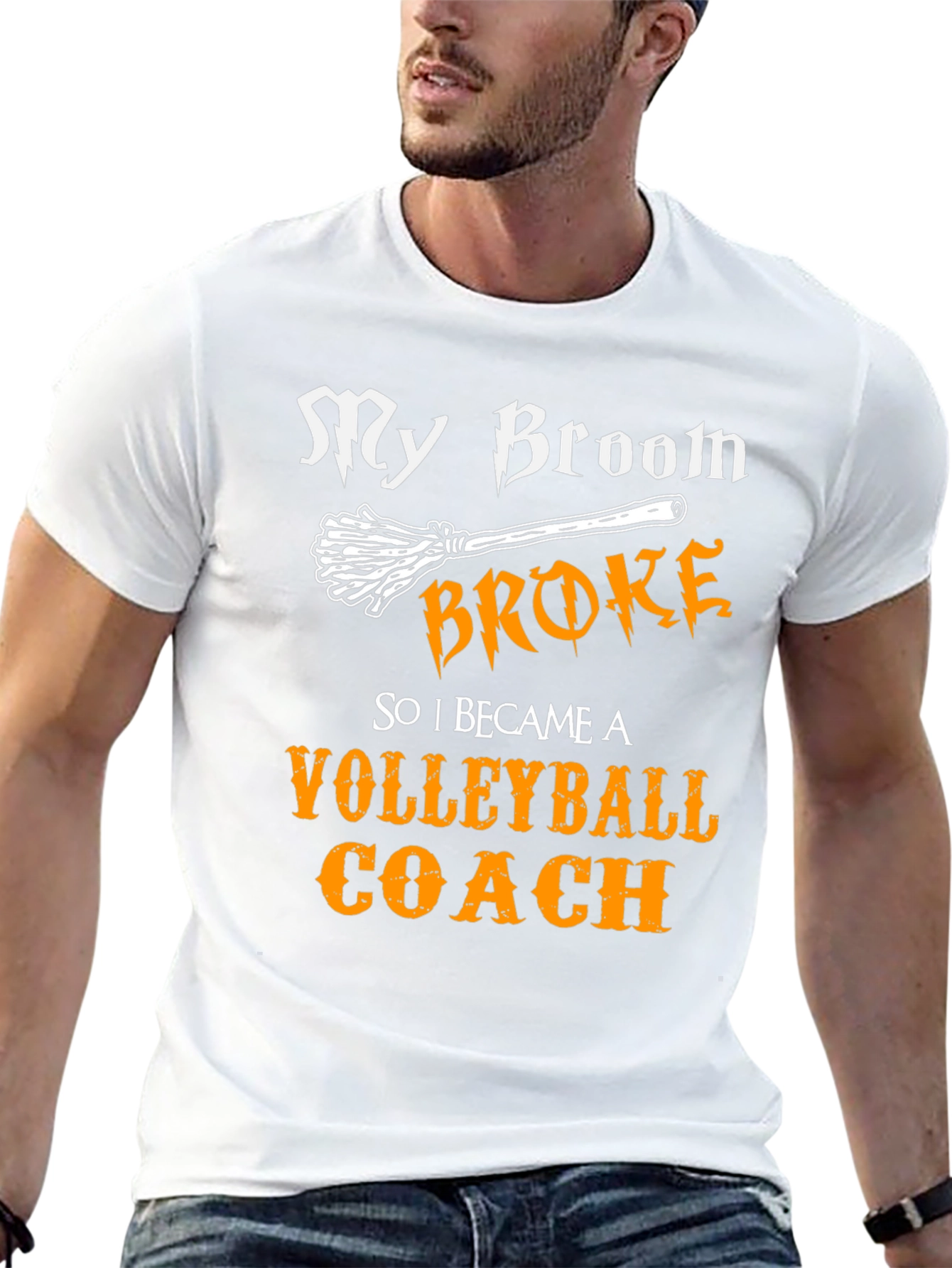 Funny Volleyball Coach T-Shirt - My Broom Broke