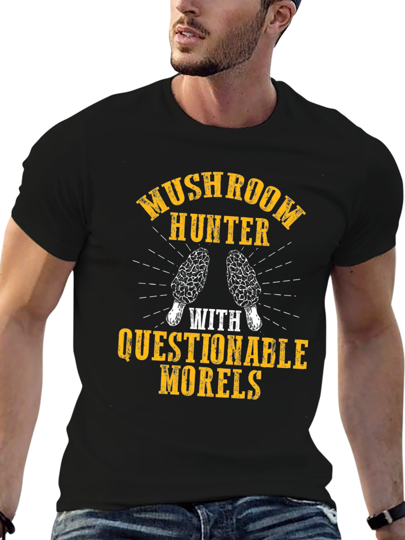 Mushroom Hunter with Questionable Morels T-Shirt