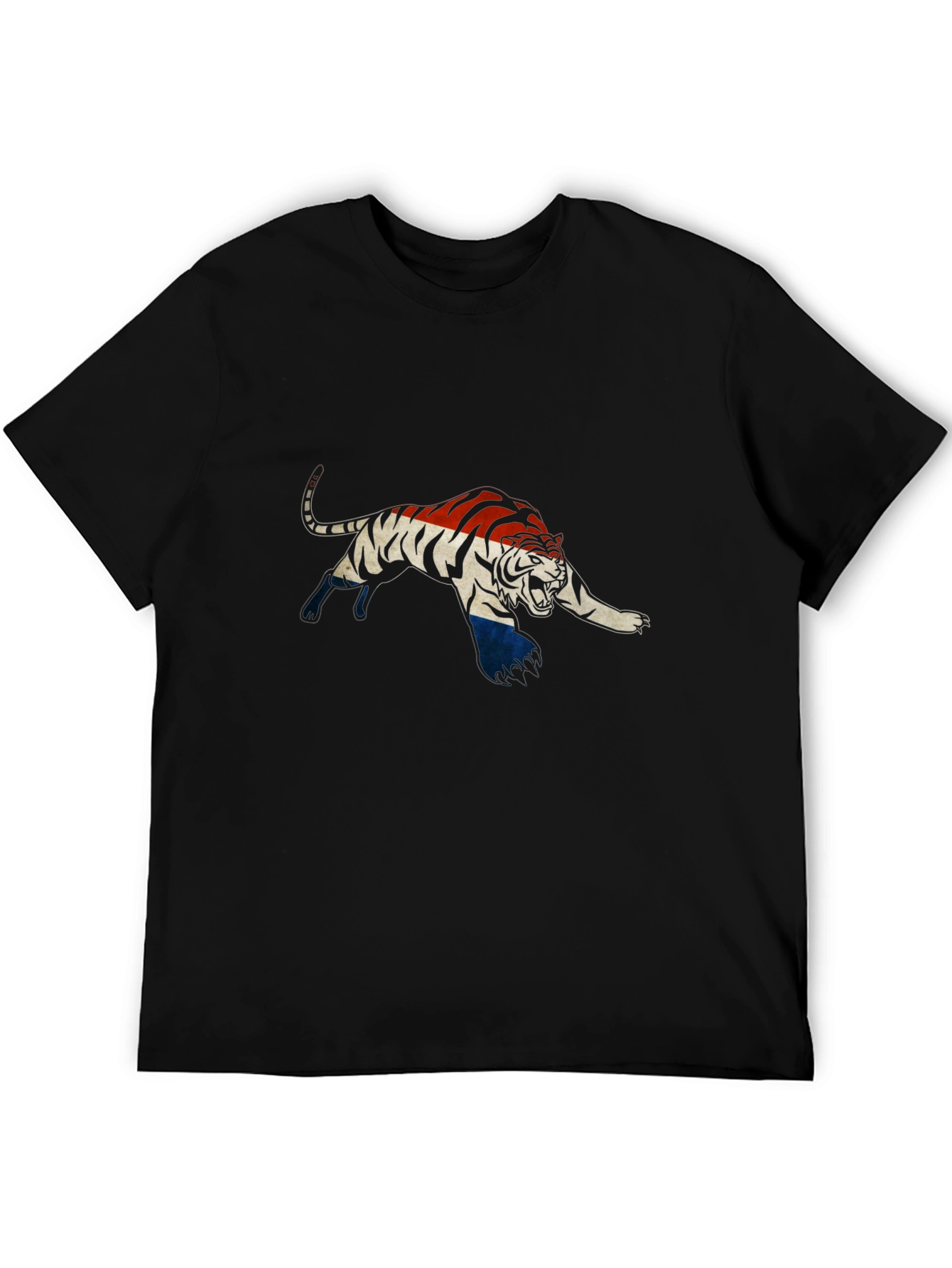 Striped Tiger Graphic Black T-Shirt
