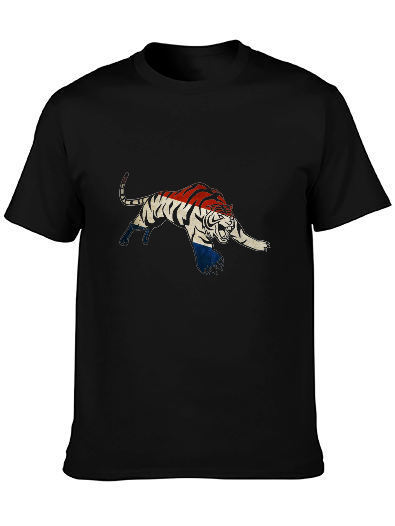 Striped Tiger Graphic Black T-Shirt