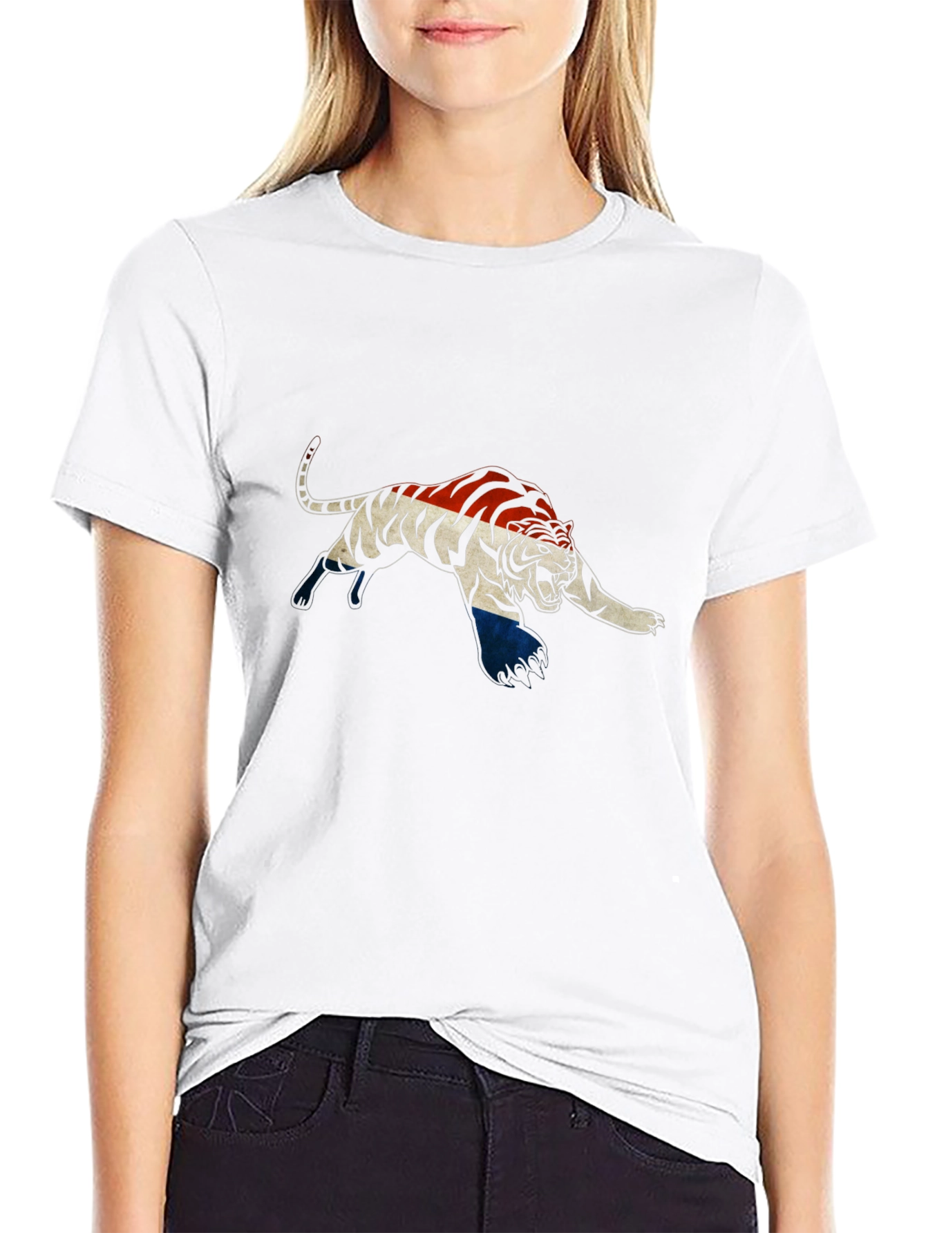 Striped Tiger Graphic Black T-Shirt