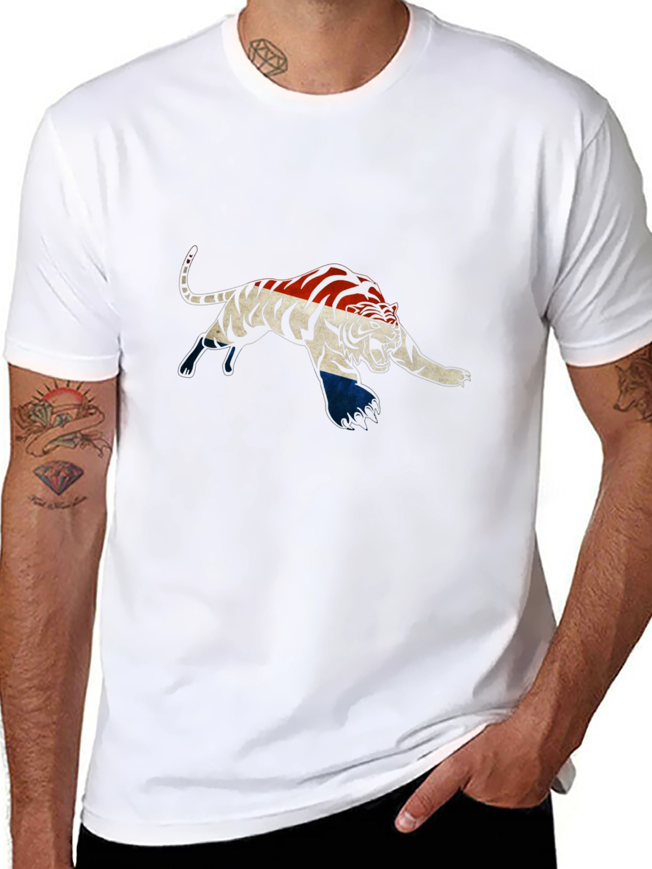 Striped Tiger Graphic Black T-Shirt