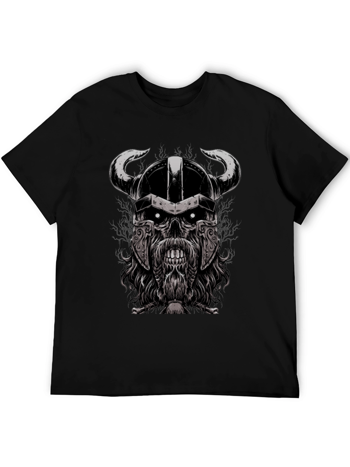 Viking Skull Graphic Black T-Shirt