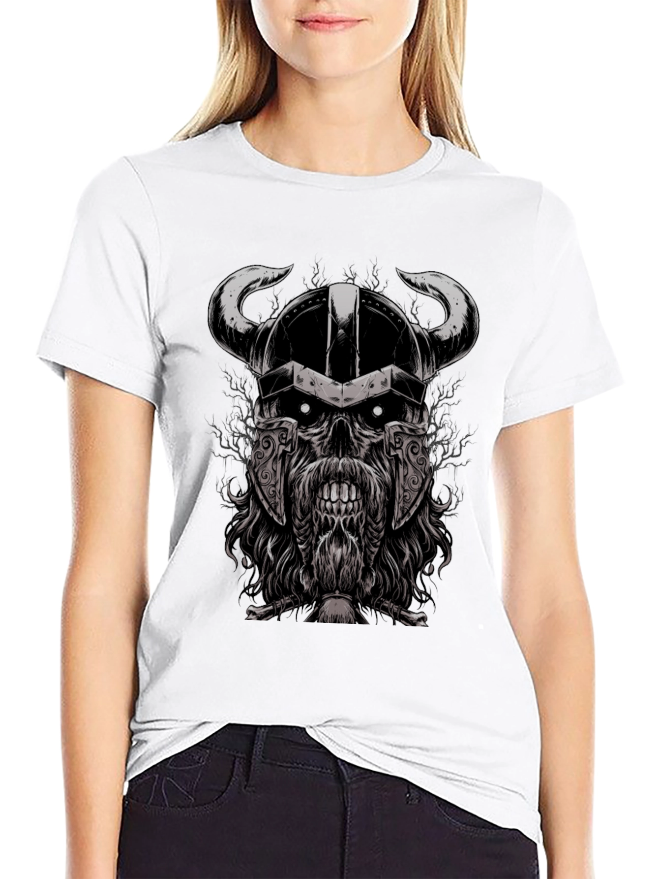 Viking Skull Graphic Black T-Shirt