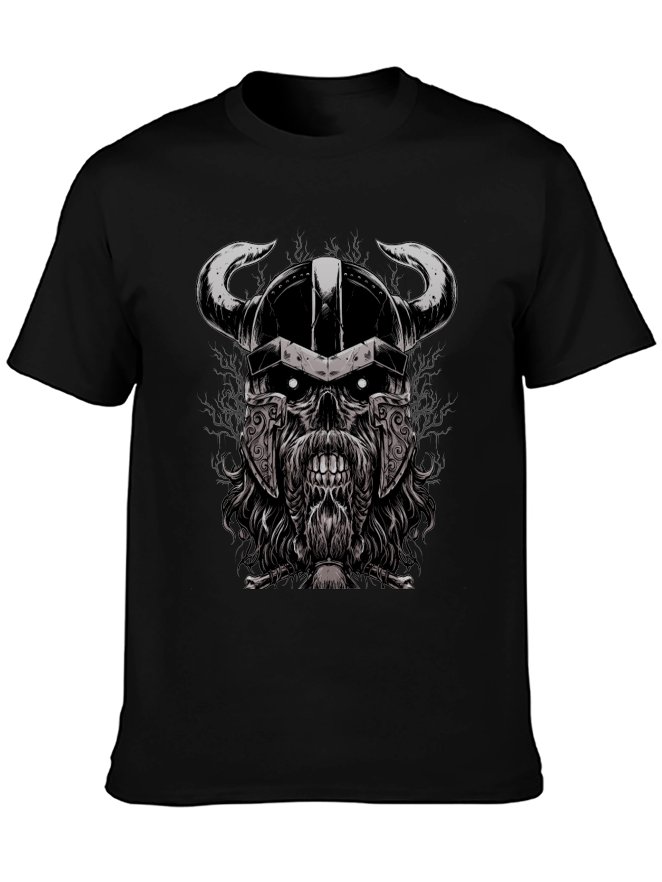 Viking Skull Graphic Black T-Shirt
