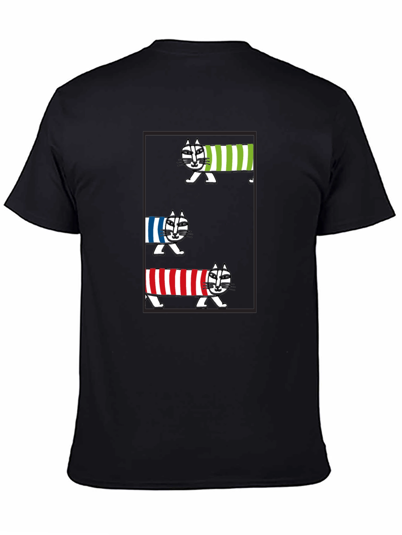 Striped Cat Graphic T-Shirt - Whimsical Tee