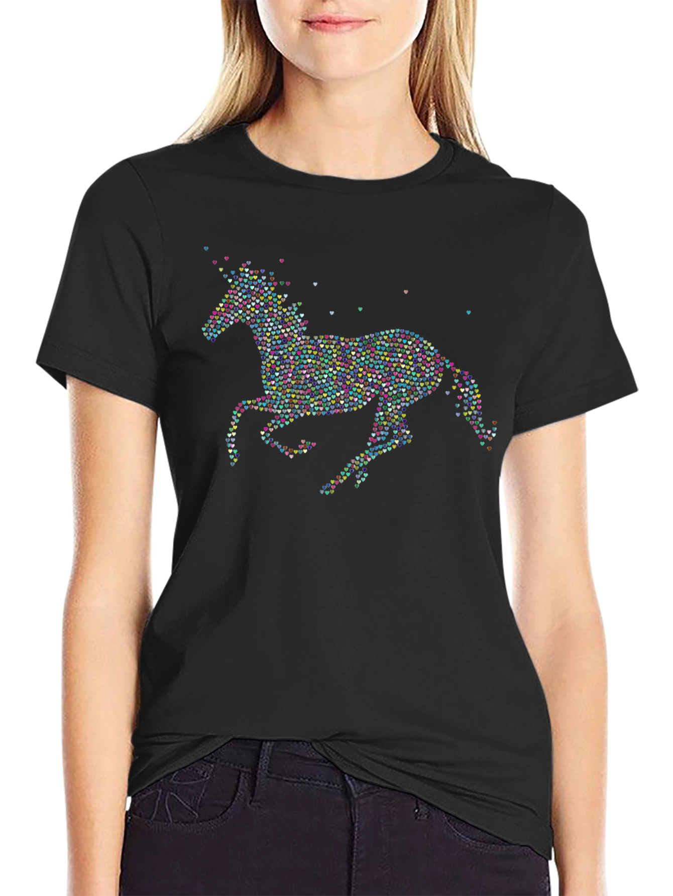 Heart Unicorn Graphic Tee - Black