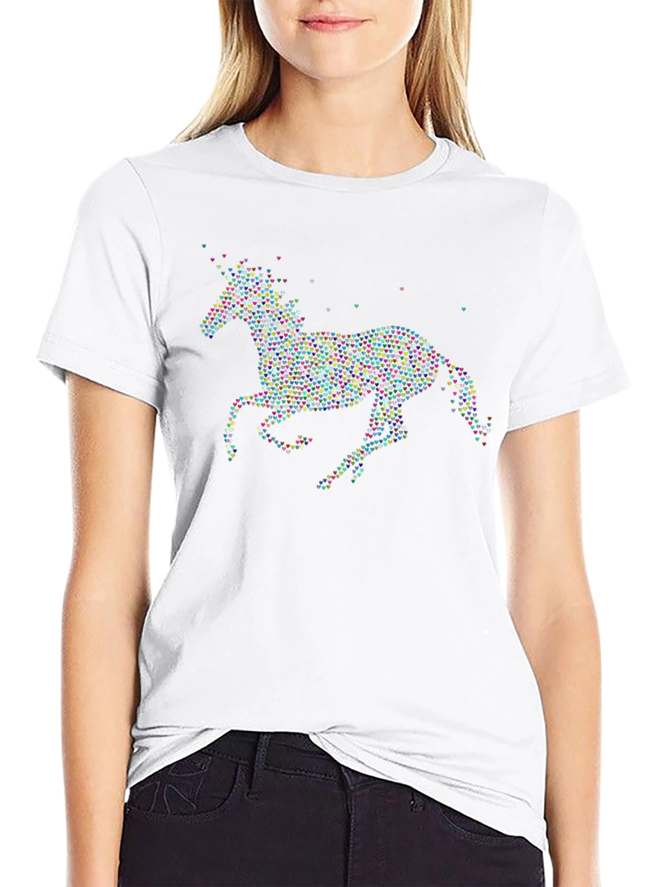 Heart Unicorn Graphic Tee - Black