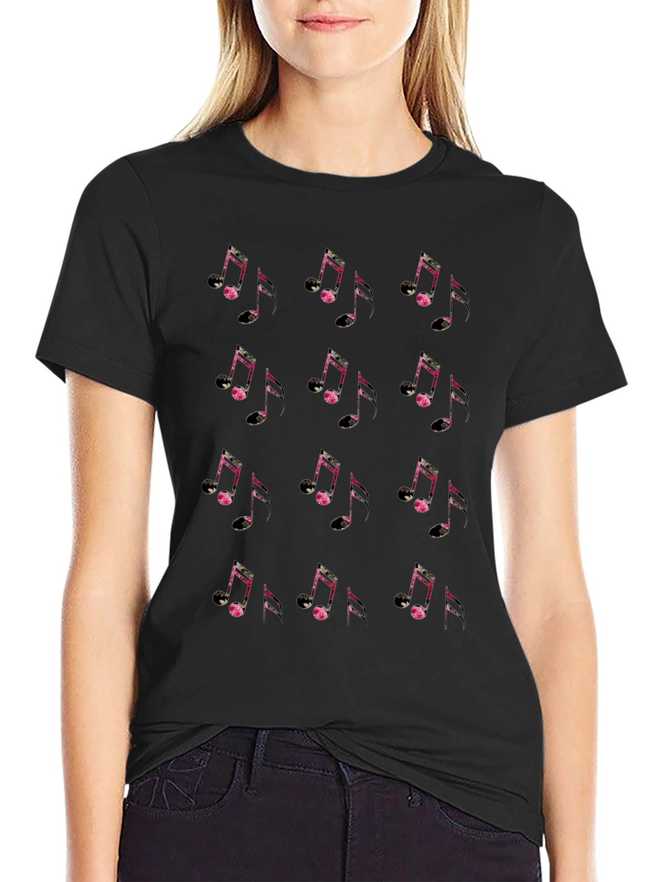 Musical Note Graphic Black Tee