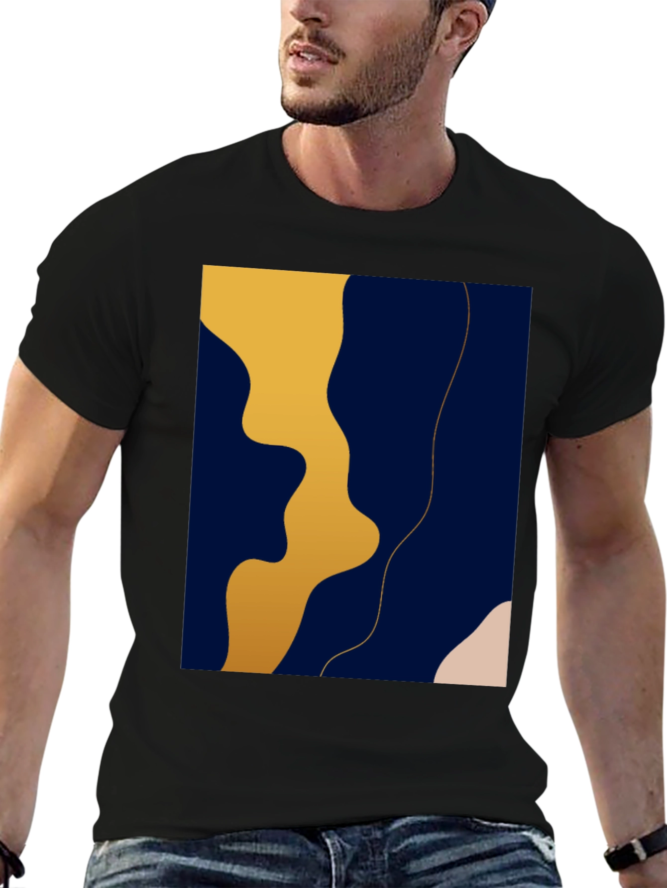 Modern Abstract Graphic Black T-Shirt