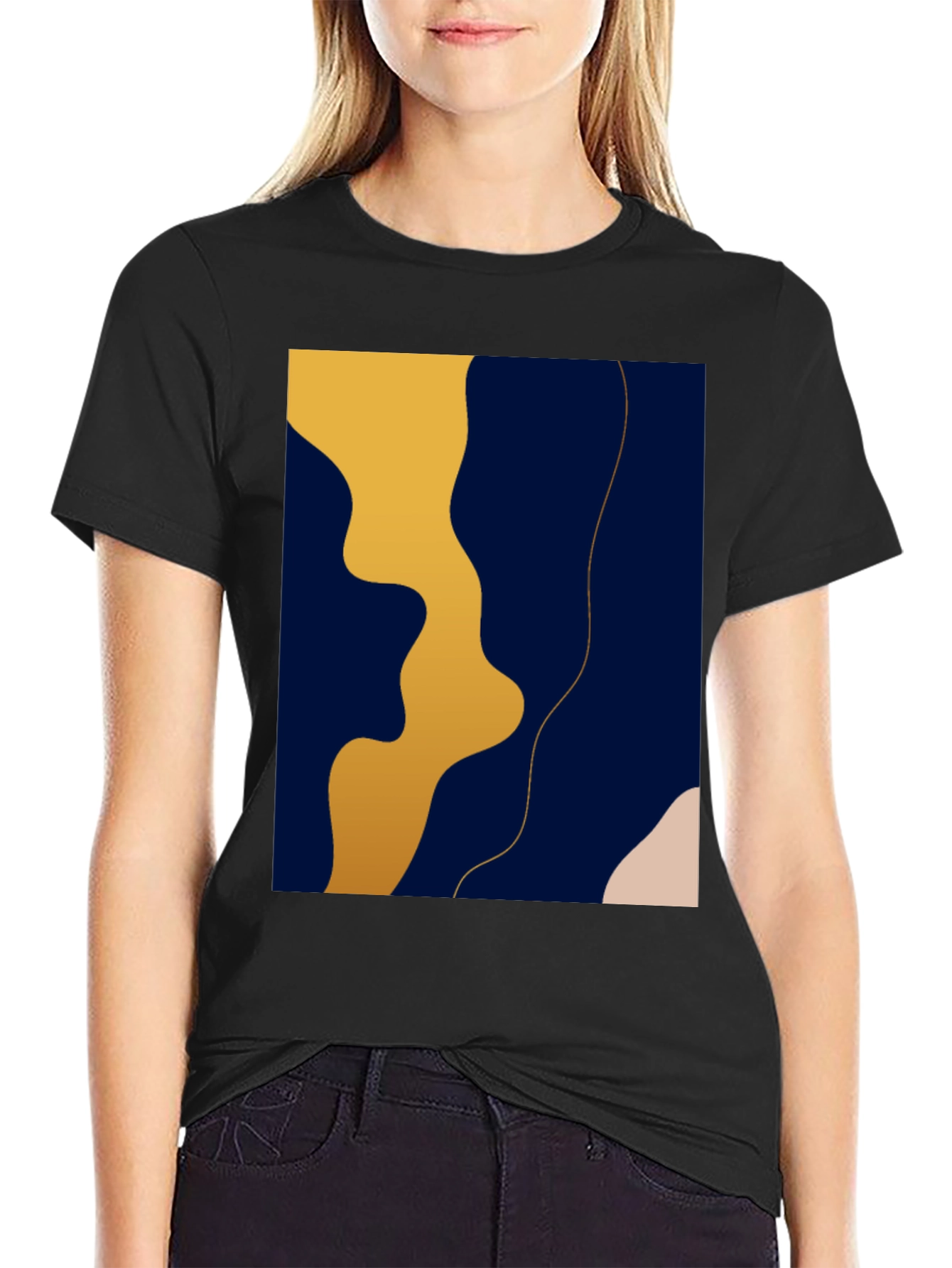 Modern Abstract Graphic Black T-Shirt