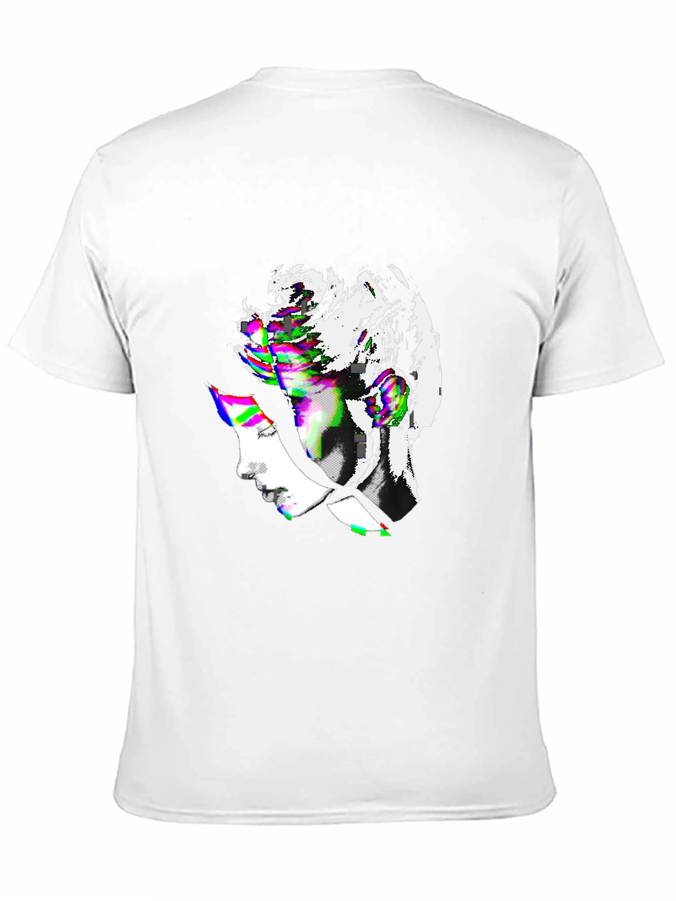Glitch Art Portrait Black T-Shirt