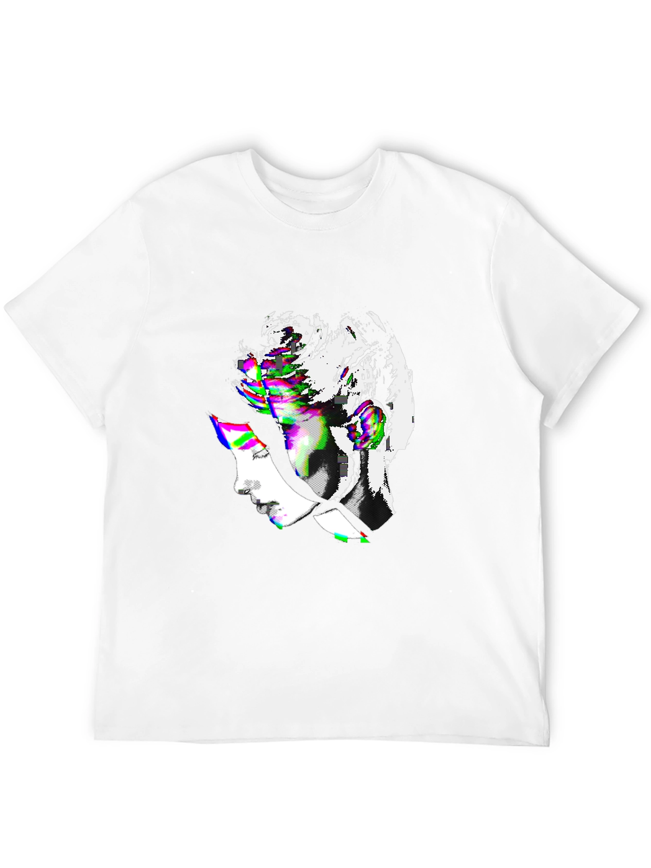 Glitch Art Portrait Black T-Shirt