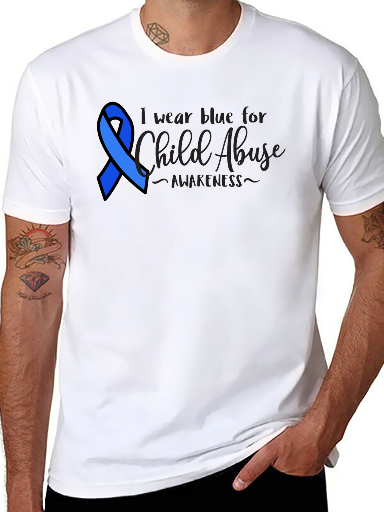 Child Abuse Awareness Blue Ribbon Tee