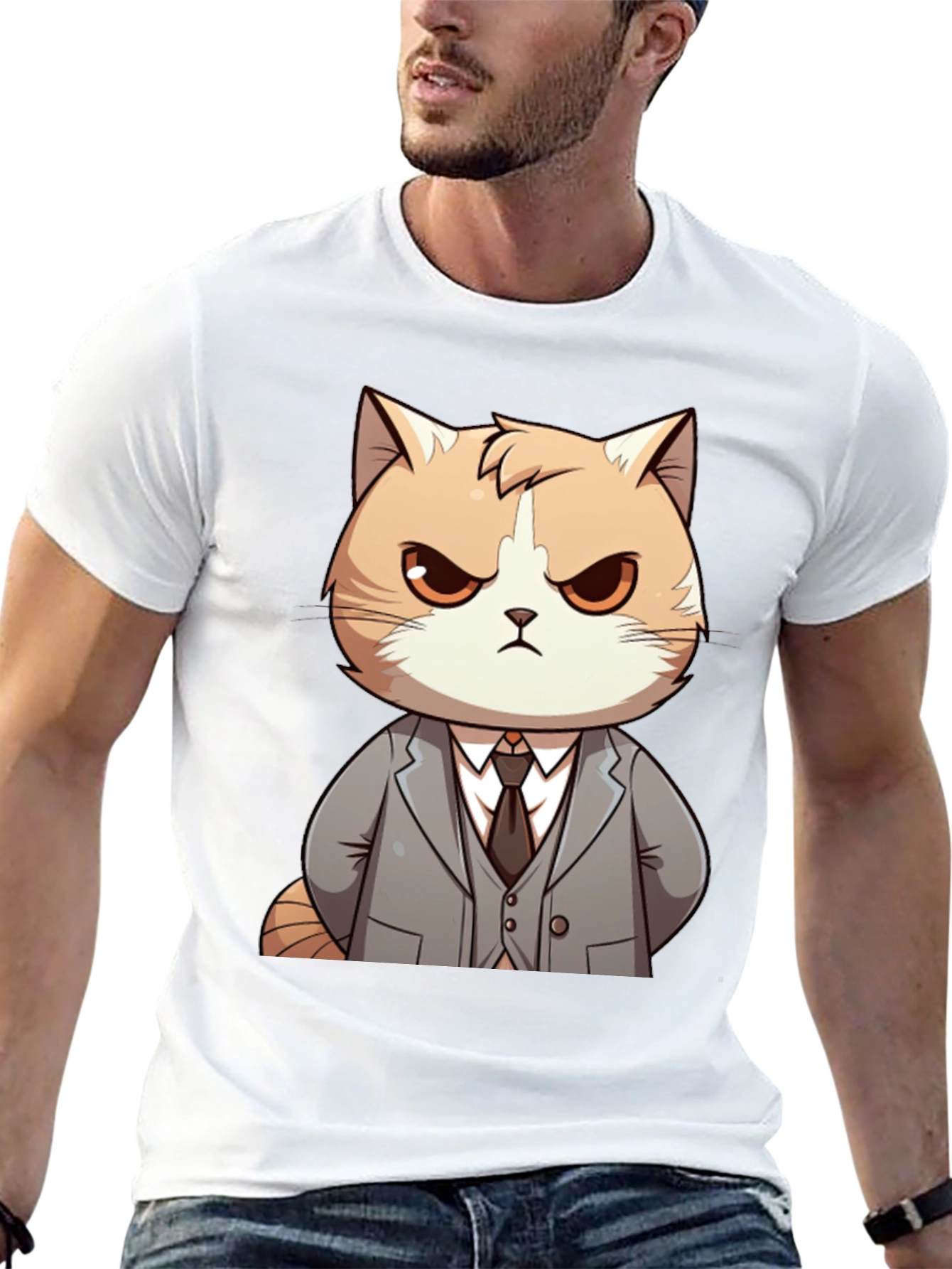 Cat Boss T-Shirt: Funny Cartoon Kitten in Suit