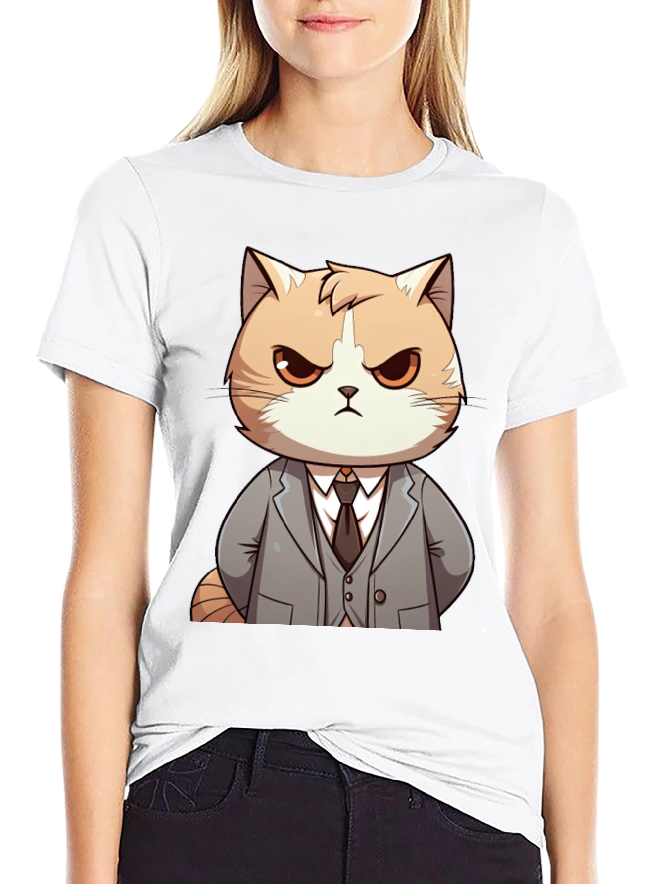 Cat Boss T-Shirt: Funny Cartoon Kitten in Suit