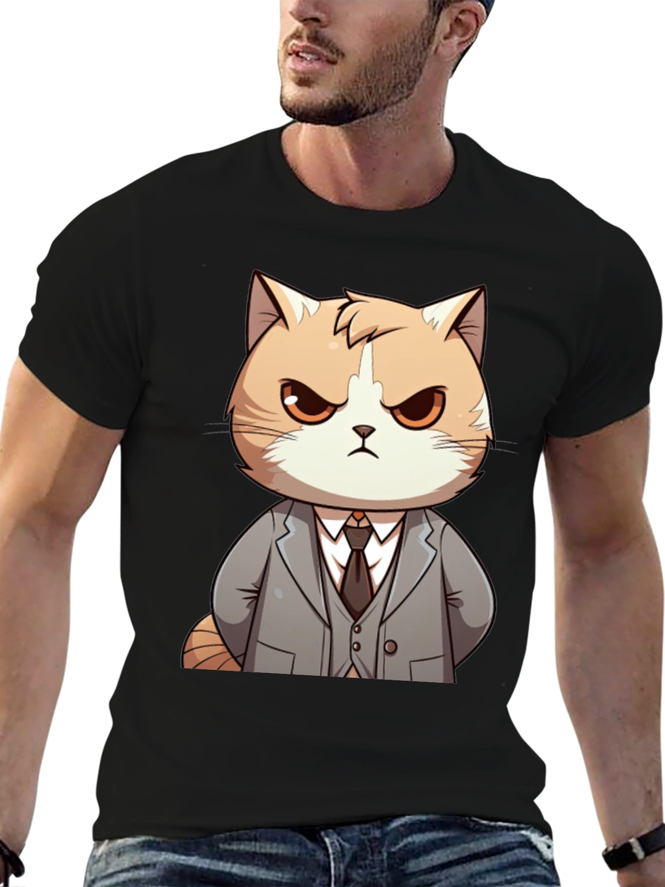 Cat Boss T-Shirt: Funny Cartoon Kitten in Suit