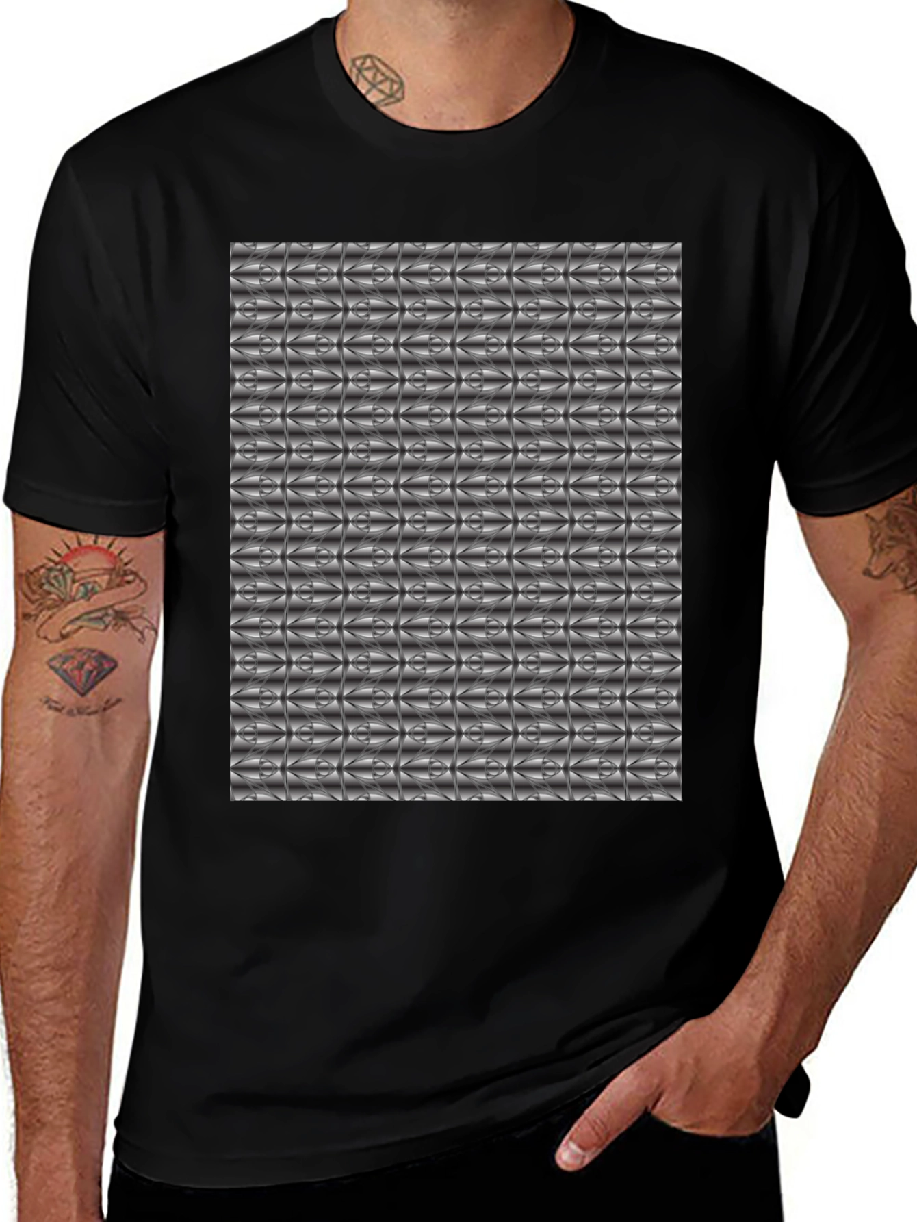 Abstract Pattern Black T-Shirt