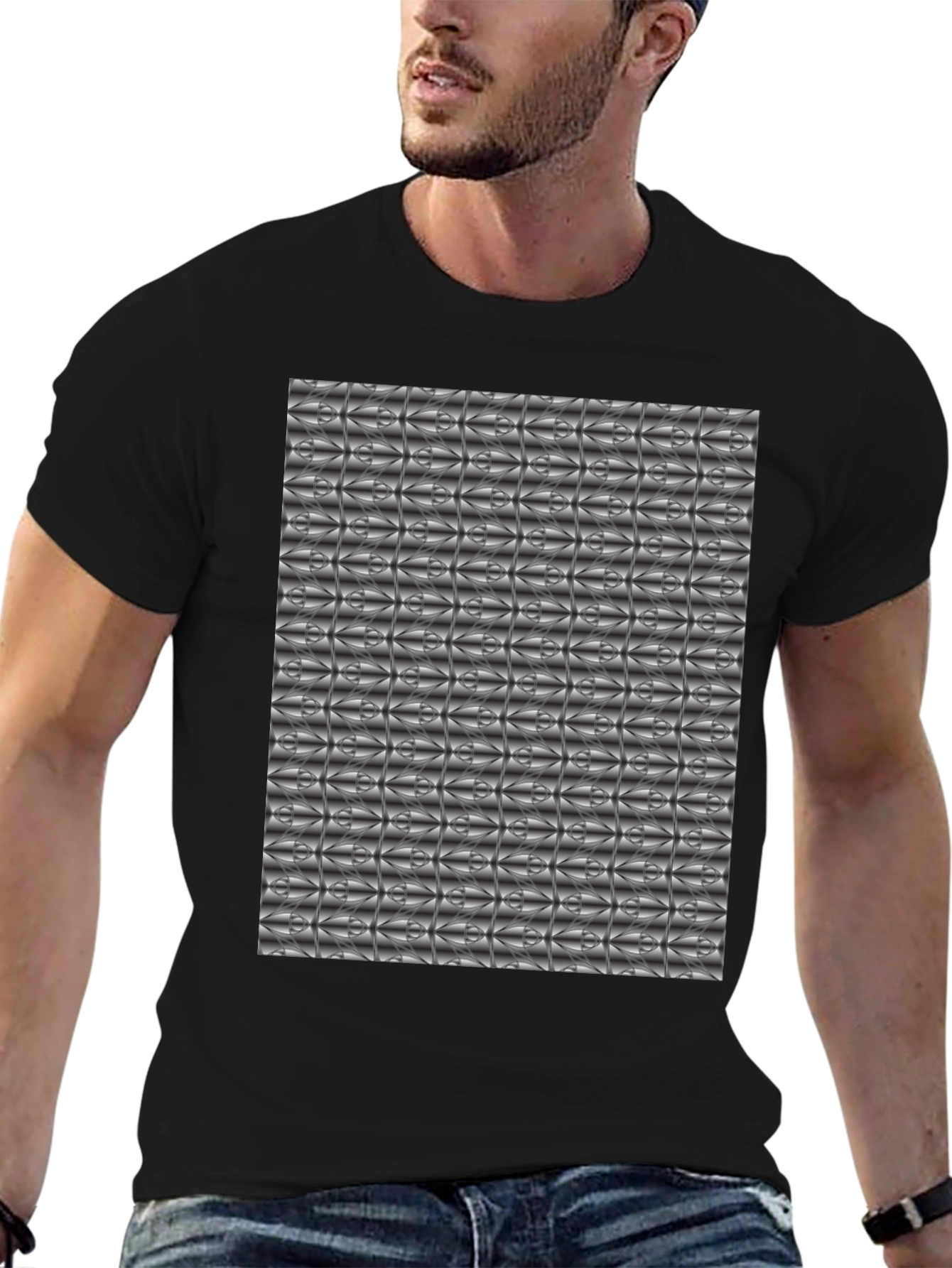 Abstract Pattern Black T-Shirt