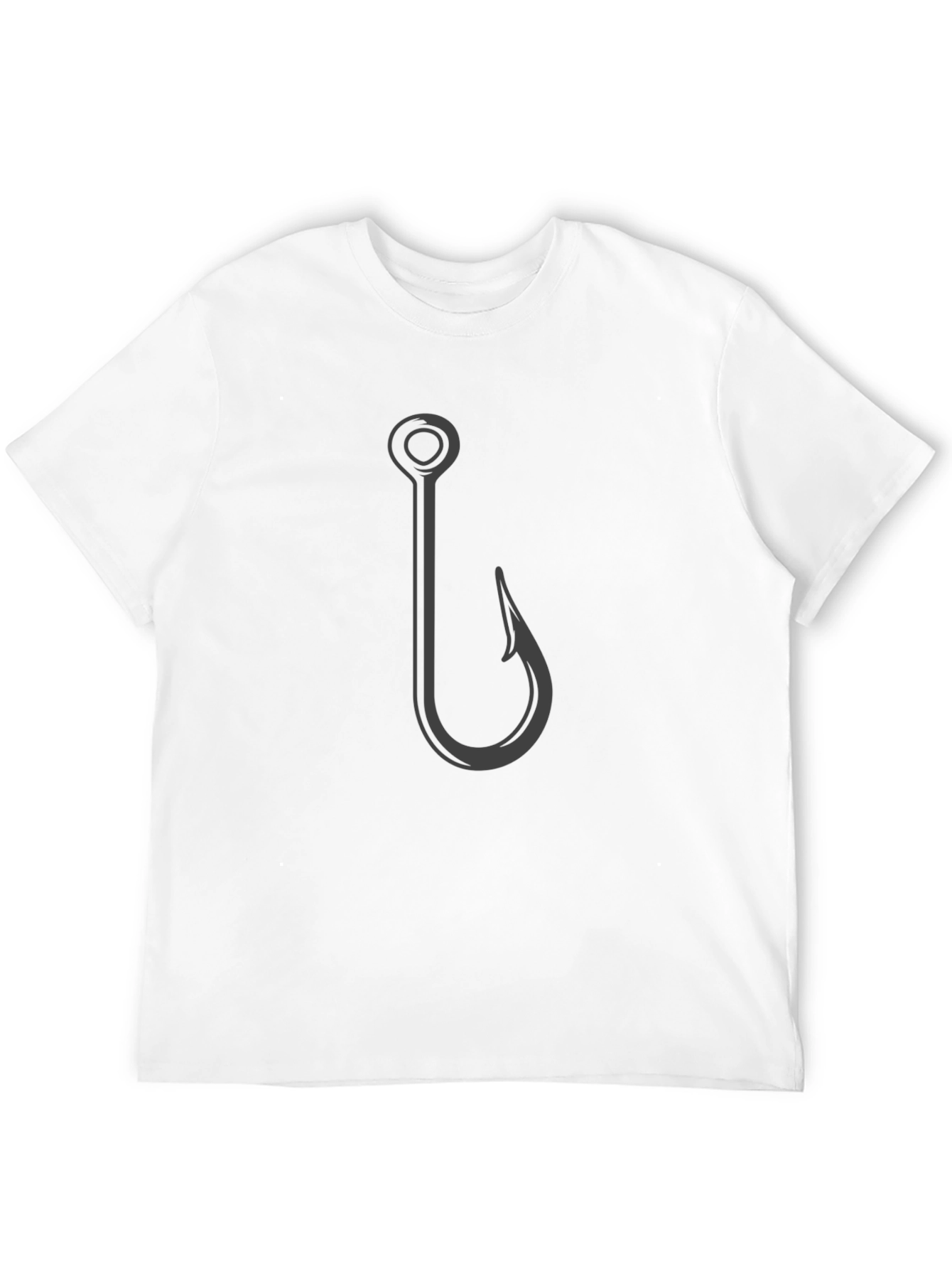 Fishing Hook Graphic Tee - Casual Black T-Shirt