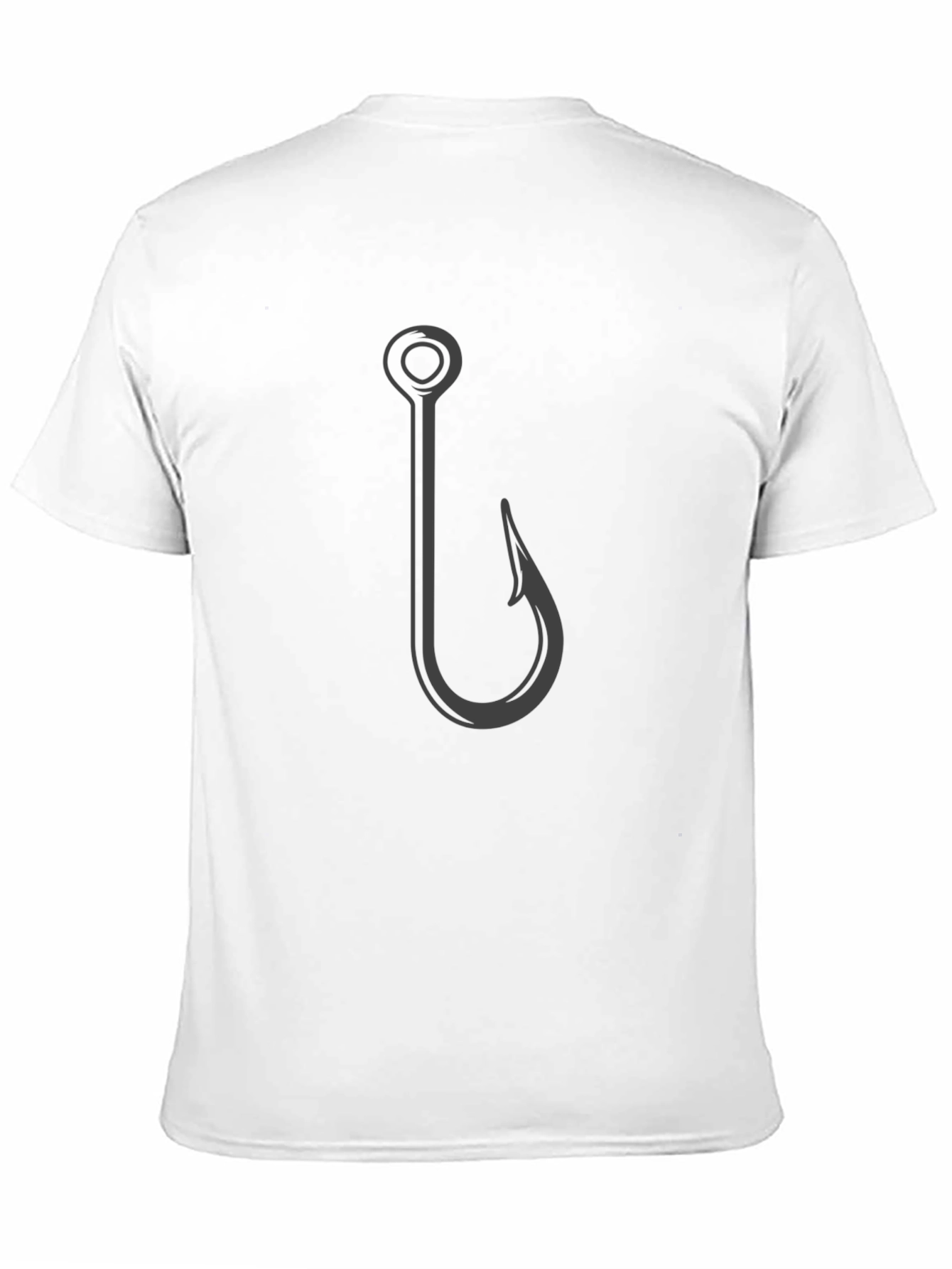 Fishing Hook Graphic Tee - Casual Black T-Shirt
