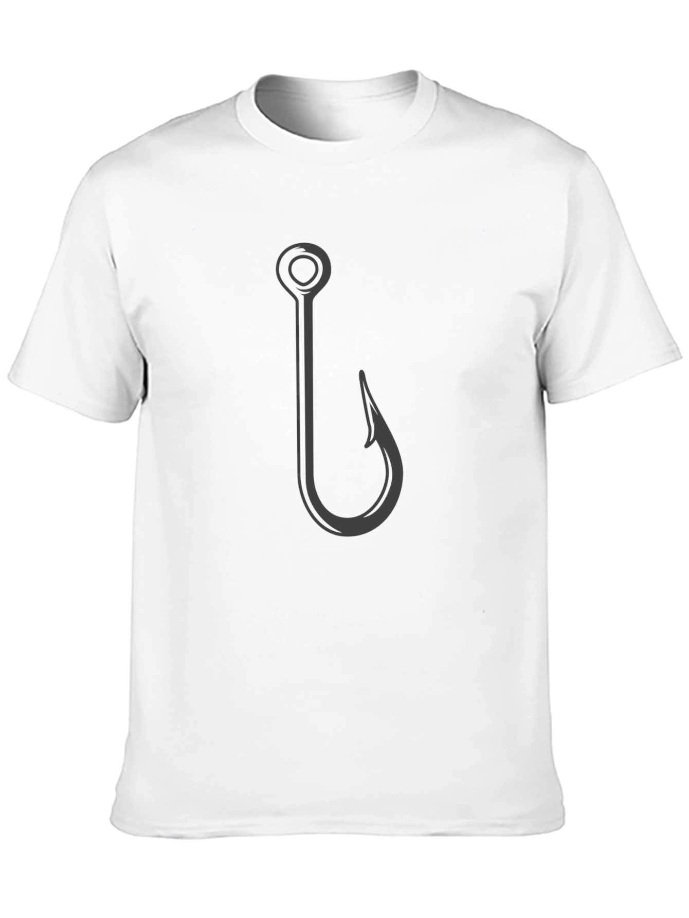 Fishing Hook Graphic Tee - Casual Black T-Shirt