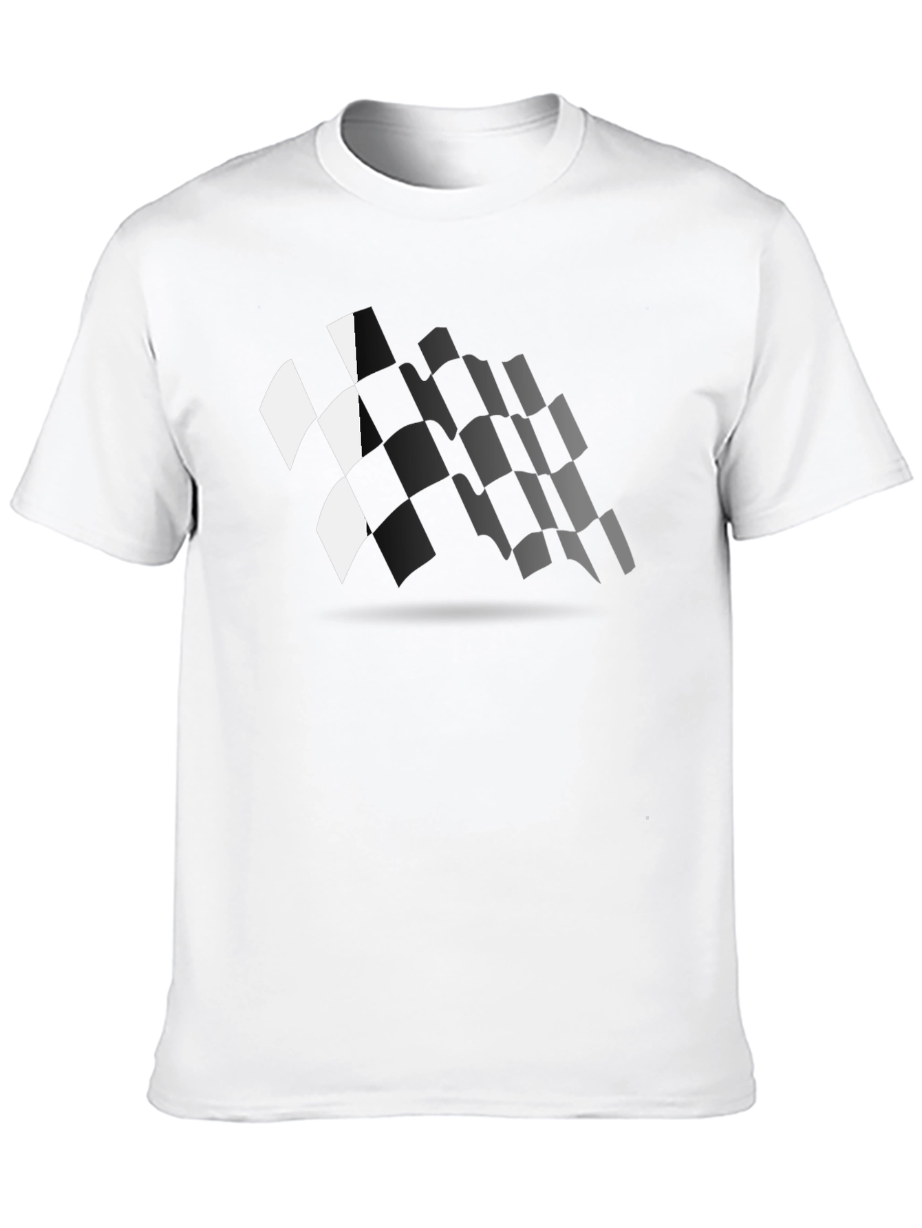 Checkered Flag Graphic Black T-Shirt Racing Fan Apparel