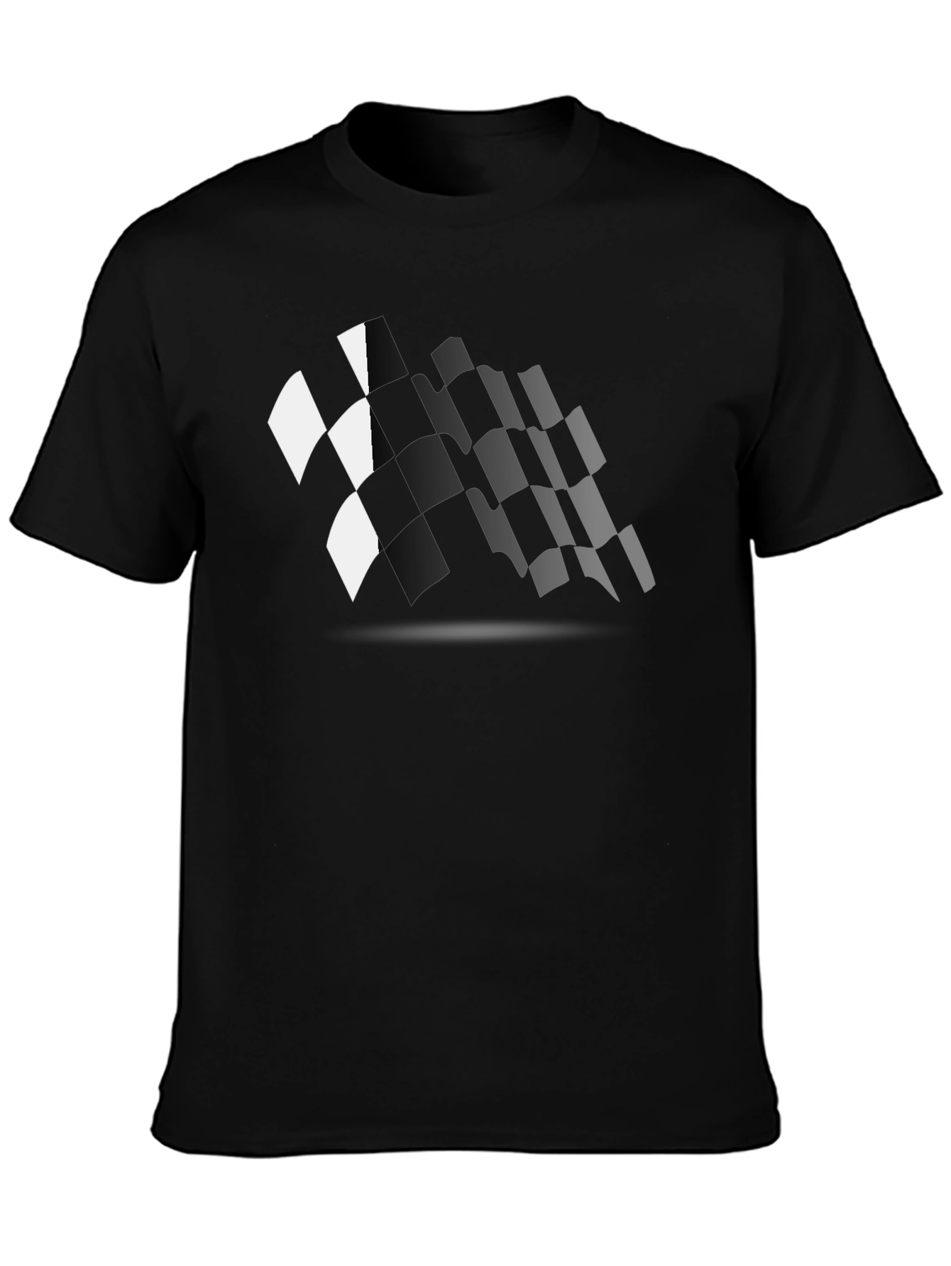 Checkered Flag Graphic Black T-Shirt Racing Fan Apparel