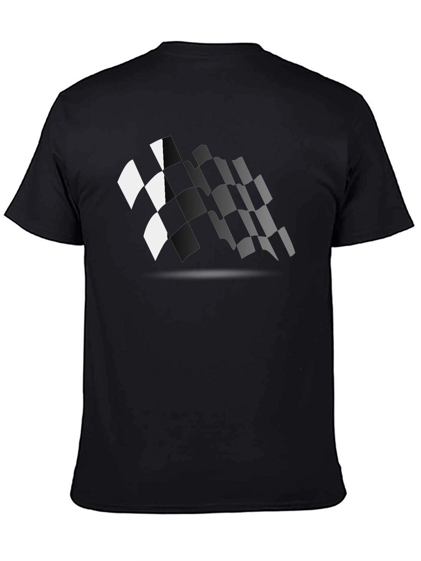 Checkered Flag Graphic Black T-Shirt Racing Fan Apparel