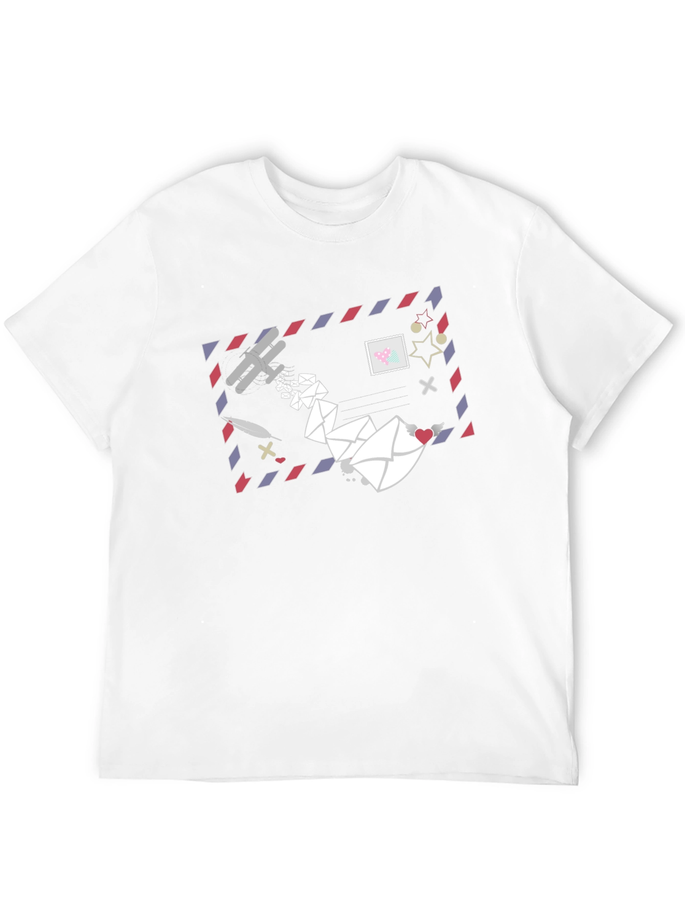 Mail Art Graphic Tee - Black Cotton T-Shirt