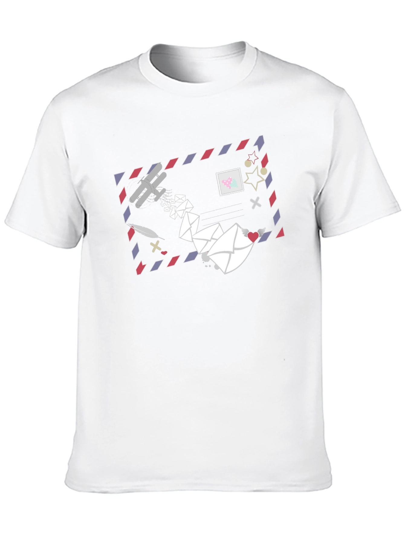 Mail Art Graphic Tee - Black Cotton T-Shirt