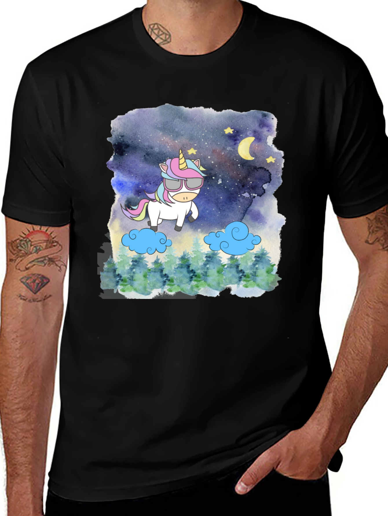 Unicorn Night Sky Graphic Tee