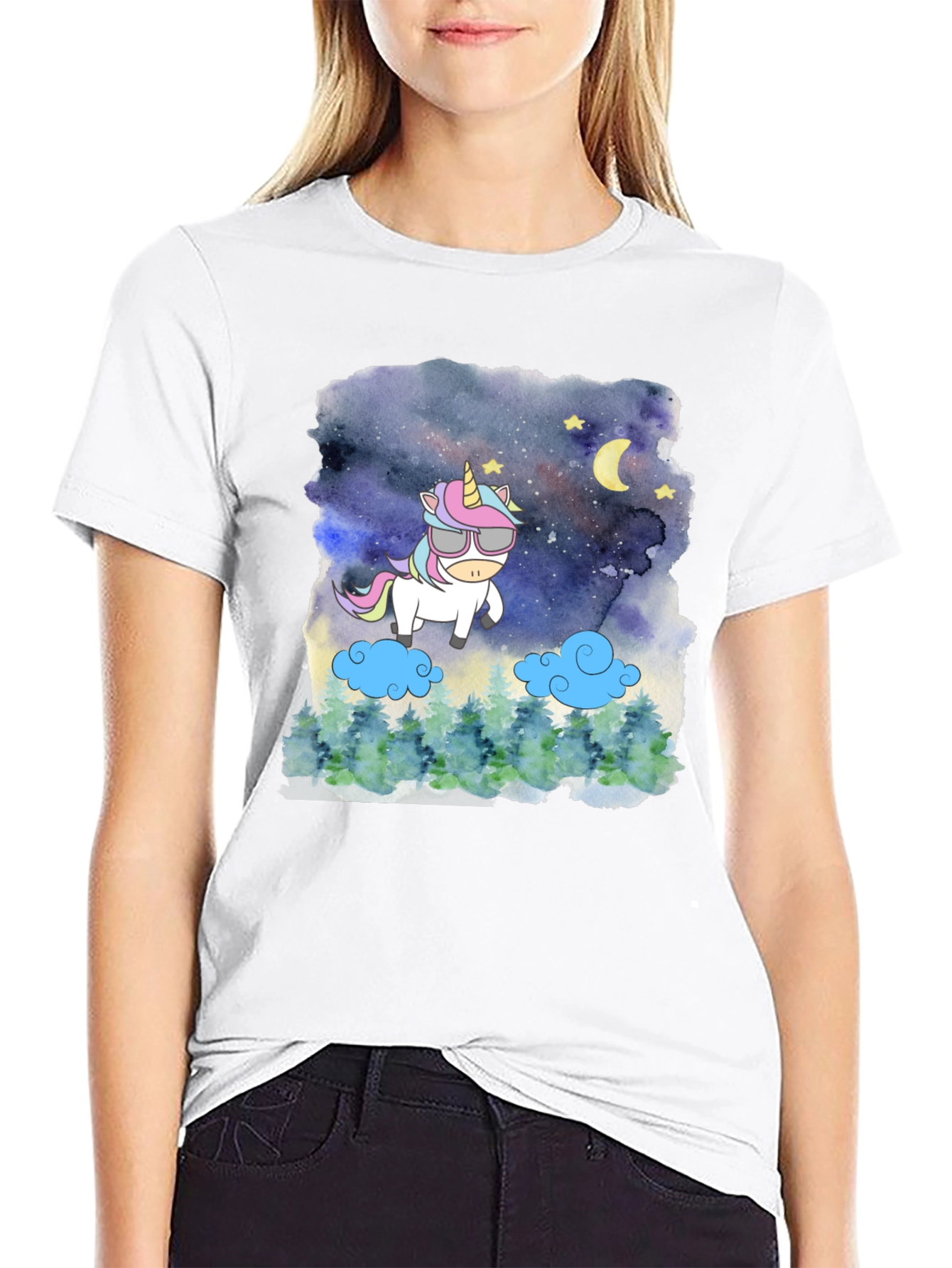 Unicorn Night Sky Graphic Tee