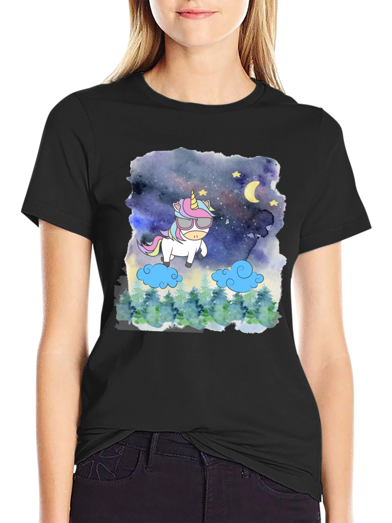 Unicorn Night Sky Graphic Tee