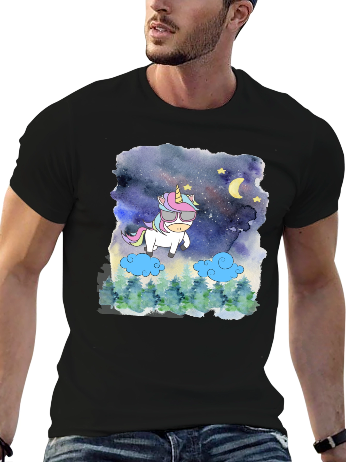 Unicorn Night Sky Graphic Tee