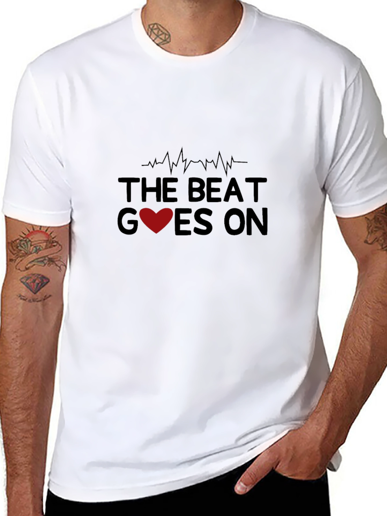 The Beat Goes On Graphic Tee - Heartbeat Design