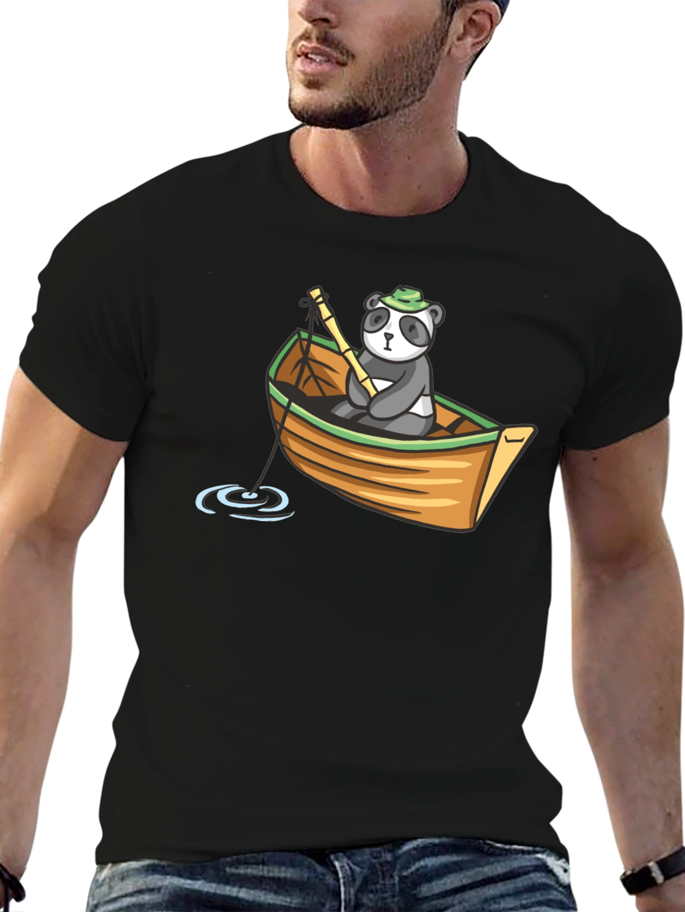 Panda Fishing T-Shirt - Cute Graphic Tee