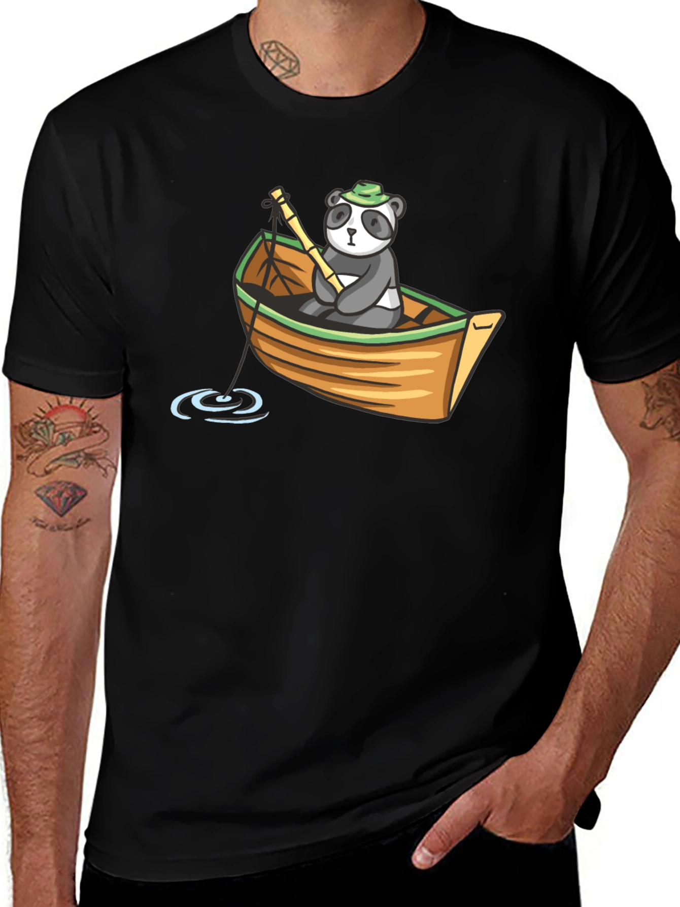 Panda Fishing T-Shirt - Cute Graphic Tee