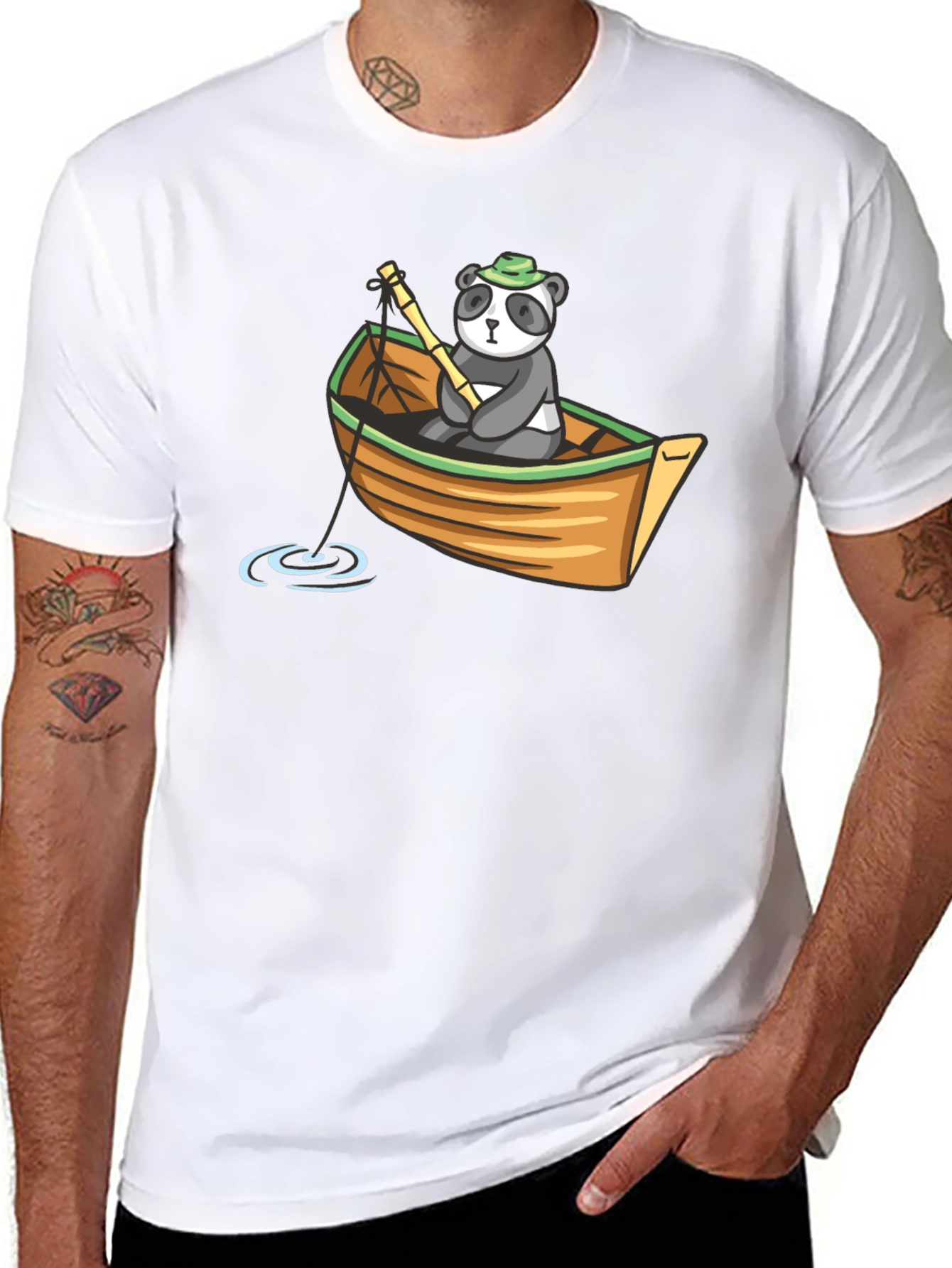 Panda Fishing T-Shirt - Cute Graphic Tee