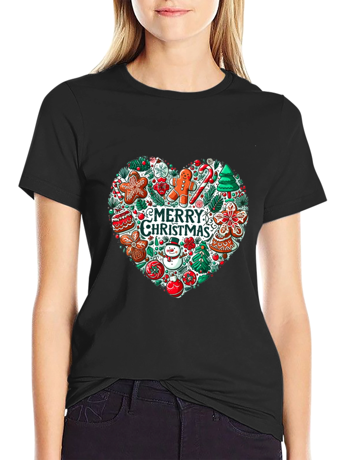 Merry Christmas Heart Graphic Tee