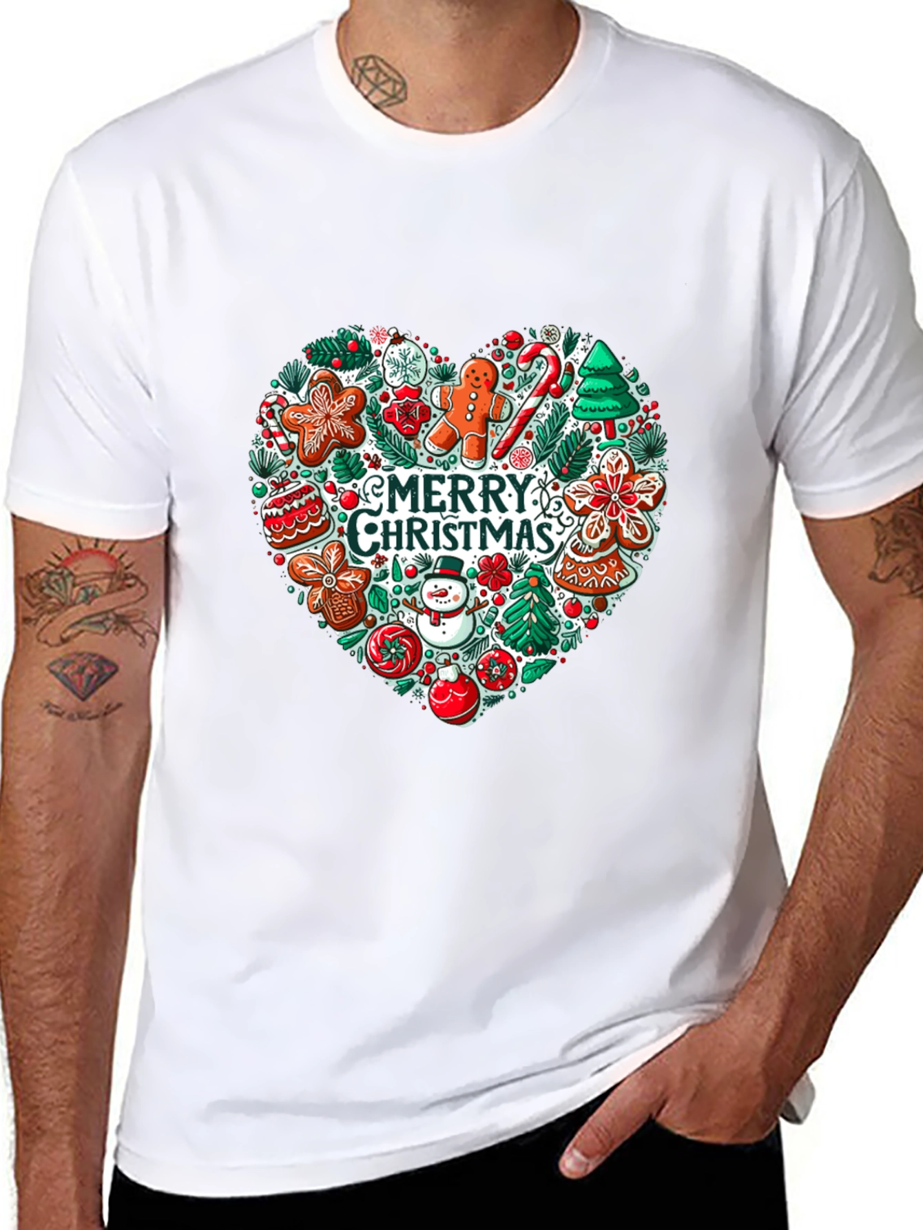 Merry Christmas Heart Graphic Tee