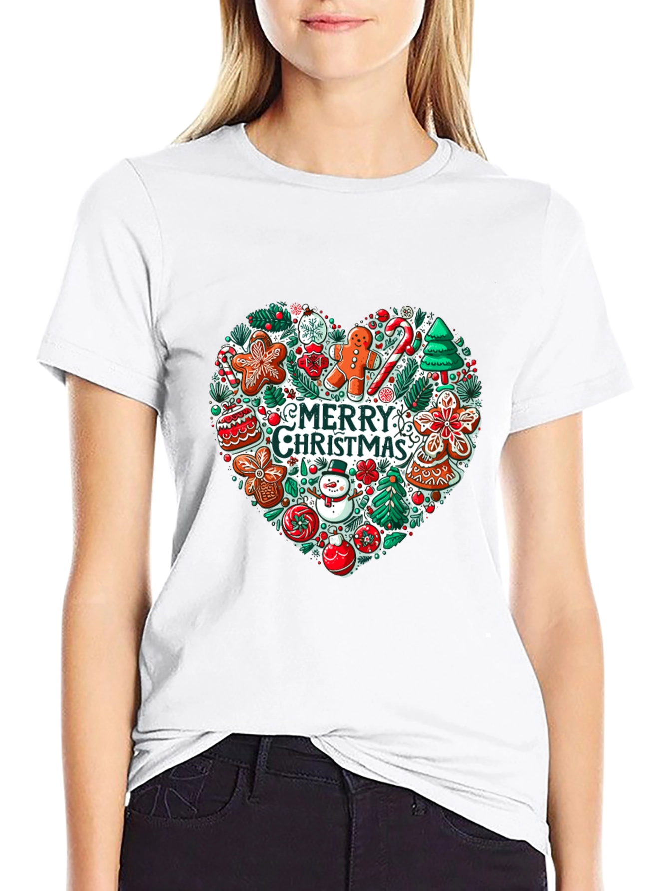 Merry Christmas Heart Graphic Tee