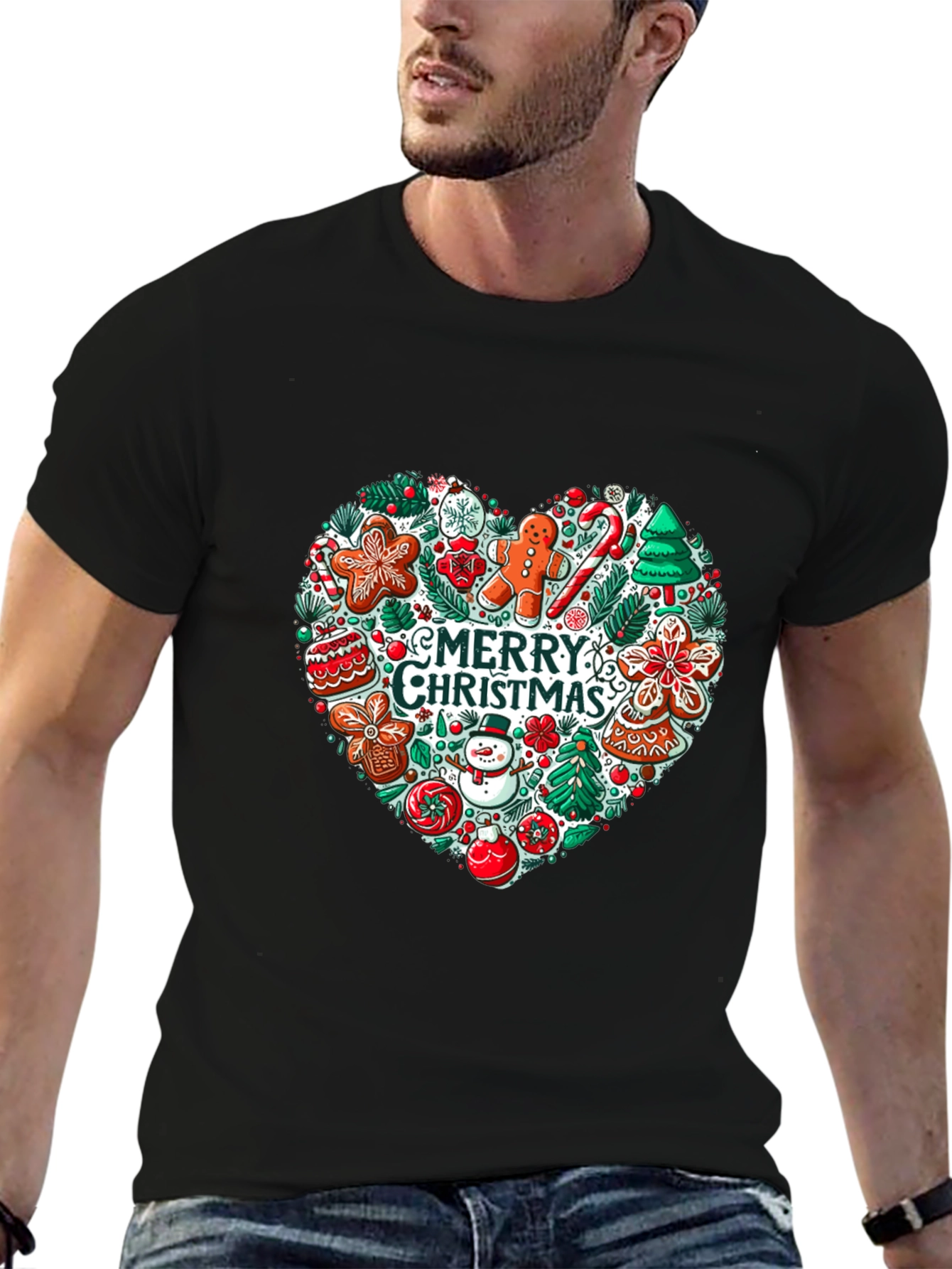 Merry Christmas Heart Graphic Tee
