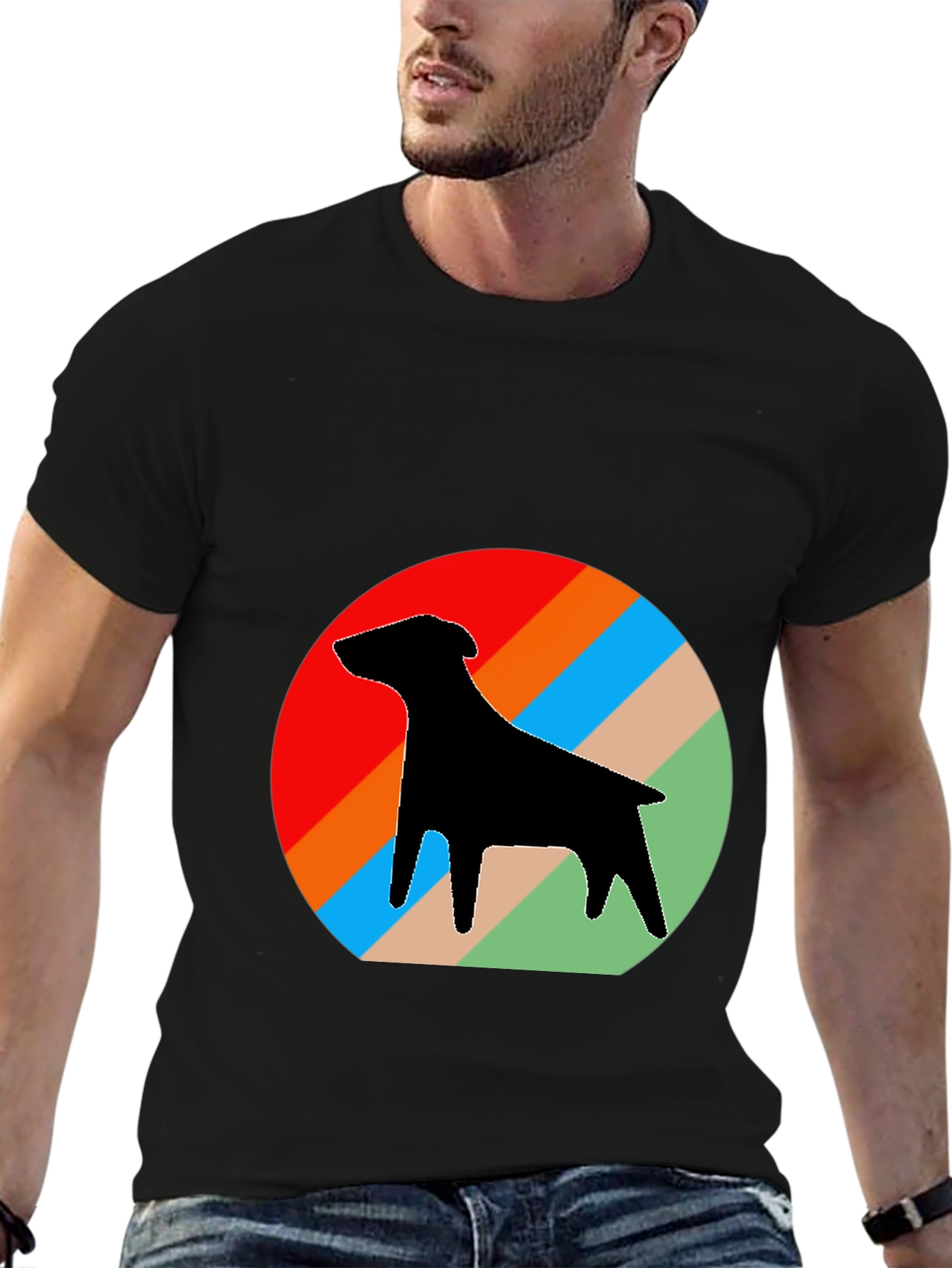 Retro Dog Silhouette T-Shirt - Stylish Casual Wear